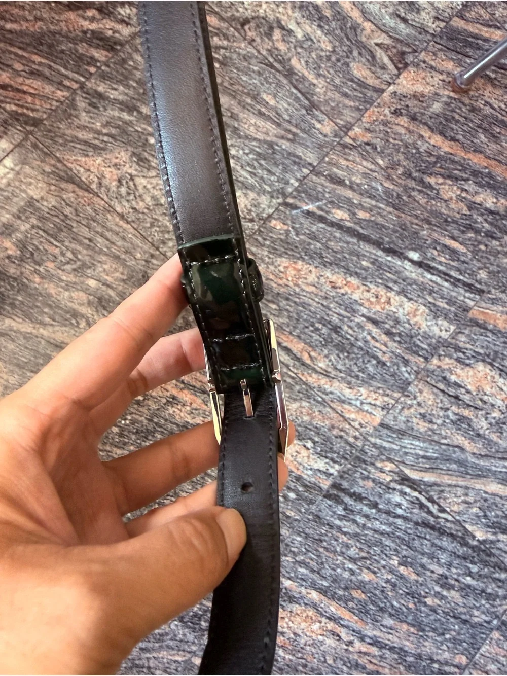 Theyskens’ Theory Shiny Dark Green Belt small